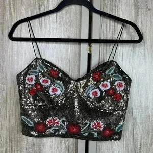 Guess Bustier Medium Cami Sequined Embroidered Cocktail Party